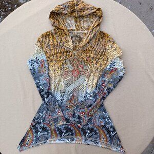 Vintage Y2K Cross Hooded Longsleeve Top